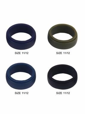 Silicone Ring Set - Navy, Olive, Blue, Black Size 11/12 - 4 Pack